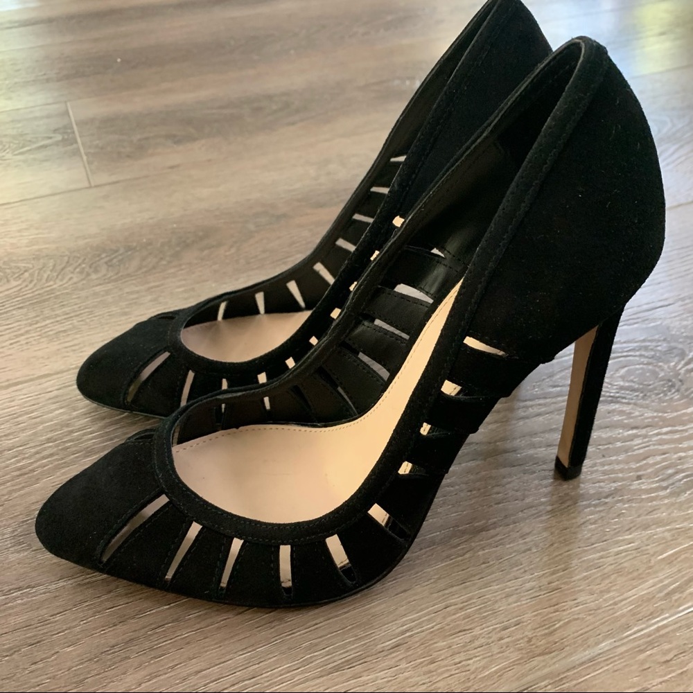 Zara Black Suede Pumps, Vintage Look, Cutouts Gem